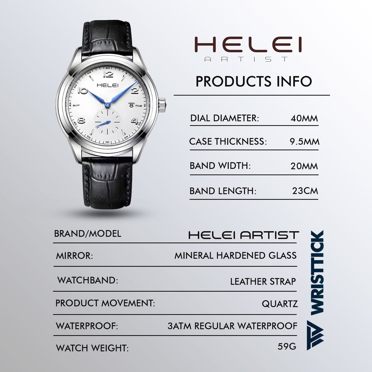 HELEI Artist Unisex leather strap fashionable wristwatch
