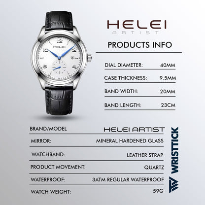 HELEI Artist Unisex leather strap fashionable wristwatch