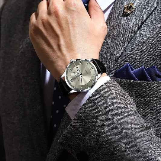 POEDAGAR IMPERIUM Luxury Leather Quartz Watch